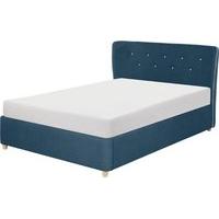 Burcot Double Bed, Blue with Contrast Piping