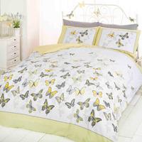 butterfly flutter double duvet cover and pillowcase set lemon