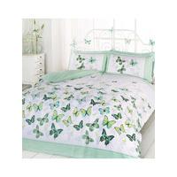 butterfly flutter double duvet cover and pillowcase set green
