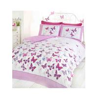 Butterfly Flutter Double Duvet Cover and Pillowcase Set - Pink