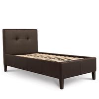 Buttoned Luxury Leather Bed - Single - Brown