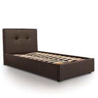 buttoned luxury leather front drawer bed single brown