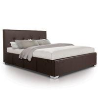 Buttoned Luxury Leather Extra Storage Ottoman Bed - Kingsize - Brown