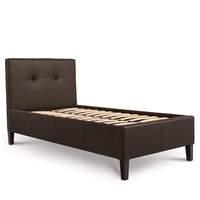 buttoned luxury leather bed single brown