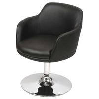 Bucketeer Bar Chair In Black Faux Leather With Chrome Base