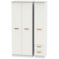 Buckingham Aurello White Triple Wardrobe - Tall Plain with 2 Drawer