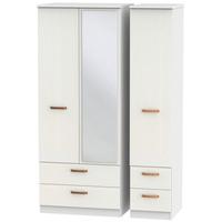 Buckingham Aurello White Triple Wardrobe - with Drawer and Mirror