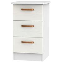 Buckingham Aurello White Bedside Cabinet - 3 Drawer Locker