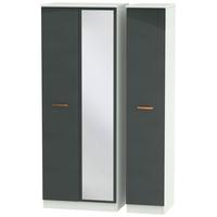 Buckingham Graphite Triple Wardrobe - Tall with Mirror