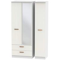 buckingham aurello white triple wardrobe tall with 2 drawer and mirror