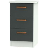 Buckingham Graphite Bedside Cabinet - 3 Drawer Locker