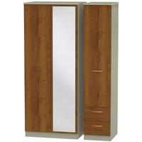 buckingham bali oak triple wardrobe with mirror and 2 drawer