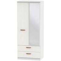 Buckingham Aurello White Wardrobe - 2ft 6in 2 Drawer with Mirror