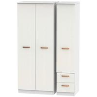 buckingham aurello white triple wardrobe with plain with 2 drawer