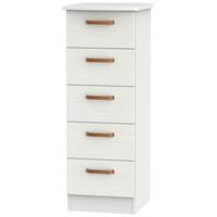 Buckingham Aurello White Chest of Drawer - 5 Drawer Locker