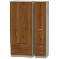 Buckingham Bali Oak Triple Wardrobe - with Drawer