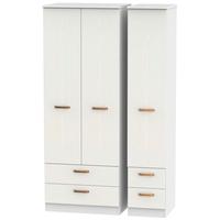 Buckingham Aurello White Triple Wardrobe - Tall with Drawer