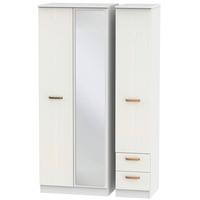 buckingham aurello white triple wardrobe tall with mirror and 2 drawer