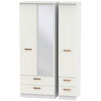 Buckingham Aurello White Triple Wardrobe - Tall with Drawer and Mirror