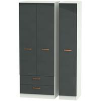 Buckingham Graphite Triple Wardrobe - Tall with 2 Drawer