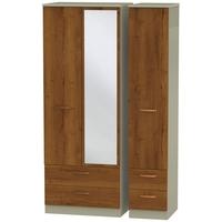 Buckingham Bali Oak Triple Wardrobe - Tall with Drawer and Mirror