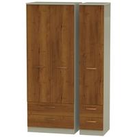 Buckingham Bali Oak Triple Wardrobe - Tall with Drawer