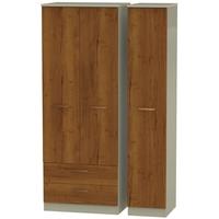 buckingham bali oak triple wardrobe tall with 2 drawer