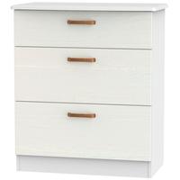 buckingham aurello white chest of drawer 3 drawer deep