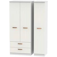 buckingham aurello white triple wardrobe 2 drawer