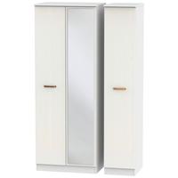 buckingham aurello white triple wardrobe tall with mirror