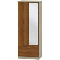 Buckingham Bali Oak Wardrobe - Tall 2ft 6in with 2 Drawer and Mirror