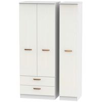 buckingham aurello white triple wardrobe tall with 2 drawer