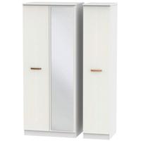 buckingham aurello white triple wardrobe with mirror