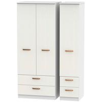 buckingham aurello white triple wardrobe with drawer