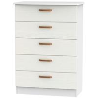 Buckingham Aurello White Chest of Drawer - 5 Drawer