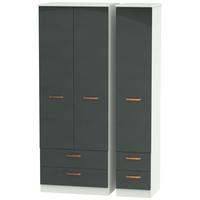 Buckingham Graphite Triple Wardrobe - Tall with Drawer