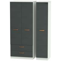 Buckingham Graphite Triple Wardrobe - 2 Drawer