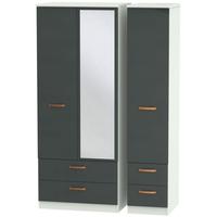 Buckingham Graphite Triple Wardrobe - with Drawer and Mirror