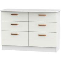 Buckingham Aurello White Chest of Drawer - 6 Drawer Midi