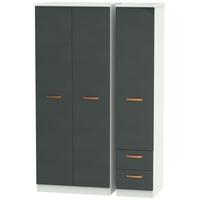 Buckingham Graphite Triple Wardrobe - with Plain with 2 Drawer