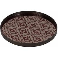 Burgundy Ikat Large Round Medium Aged Mirror Tray