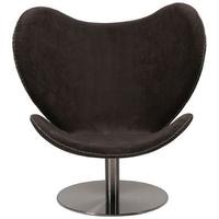 Butterfly Grey Leather Lounge Chair with Brushed Base