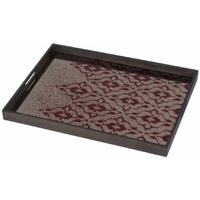 Burgundy Ikat Large Rectangular Medium Aged Mirror Tray