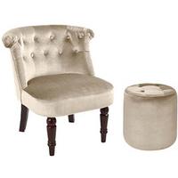 button backed chair and free matching footstool oyster wood