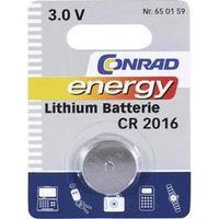 Button cell CR2016 Lithium Conrad energy CR 2016 70 mAh 3 V 1 pc(s)