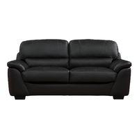 bugatti leather 3 seater sofa black