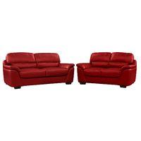 Bugatti Leather 3 and 2 Seater Suite Red