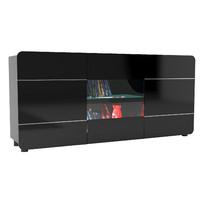 Bump Gloss 3 Door 180cm Sideboard Black