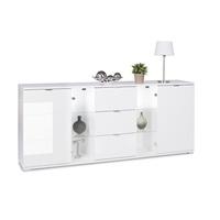 Burton Sideboard In White High Gloss With 3 Drawers And LED