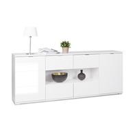 Burton Sideboard In White High Gloss With 4 Doors And LED